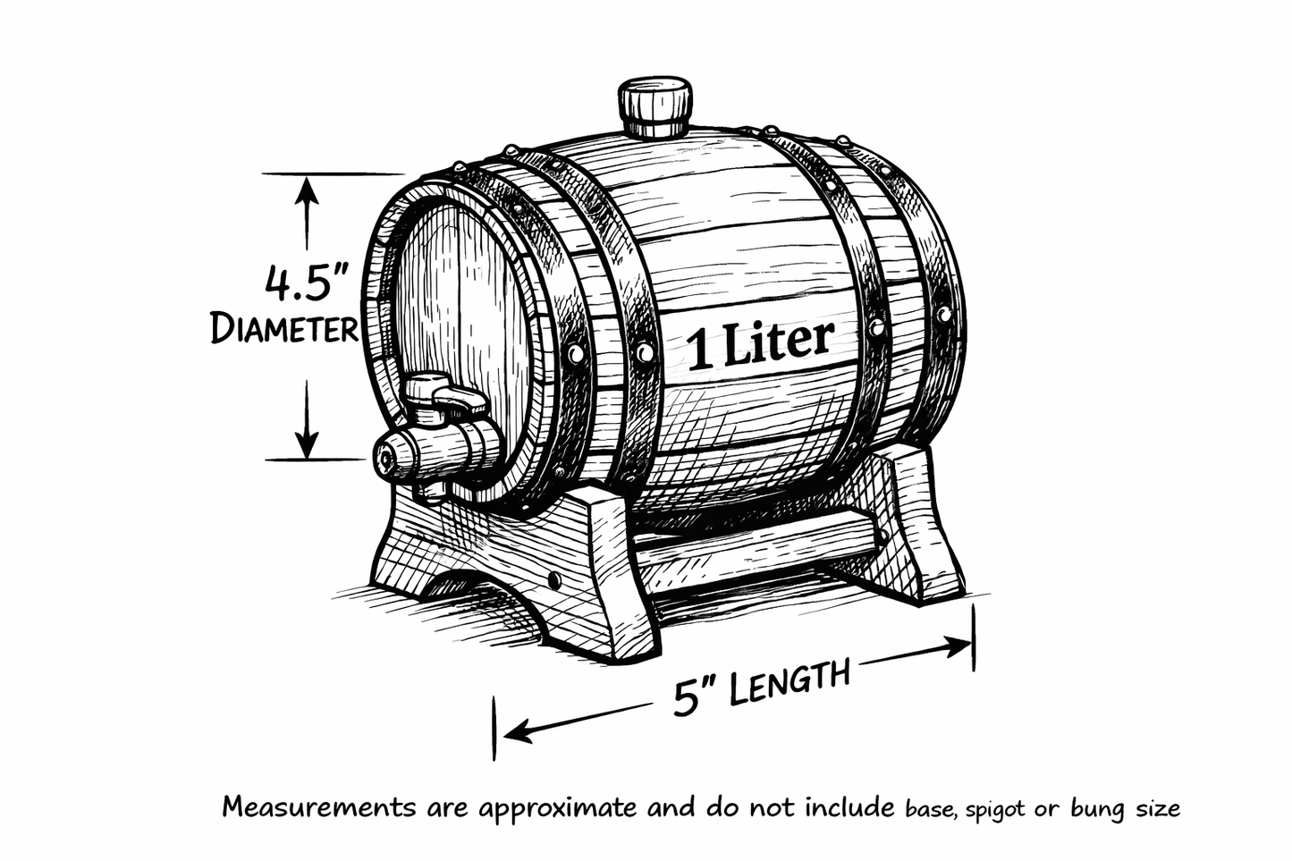 1 Liter White Oak Barrel