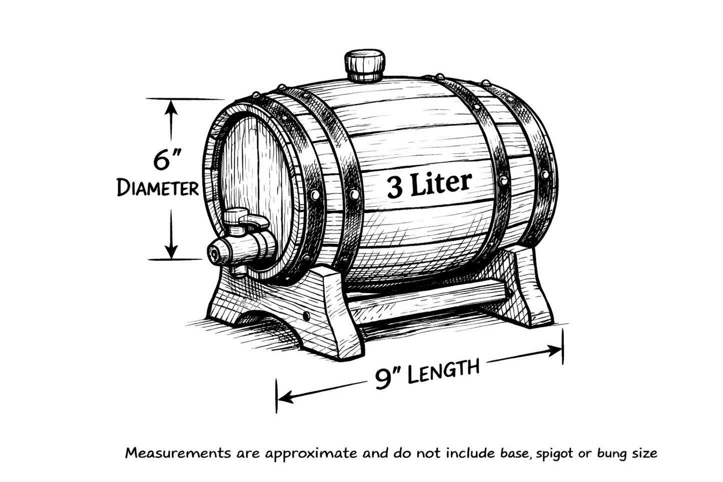 3 Liter White Oak Barrel
