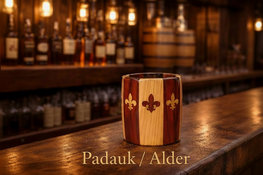 Wood Inlaid Bourbon Glass