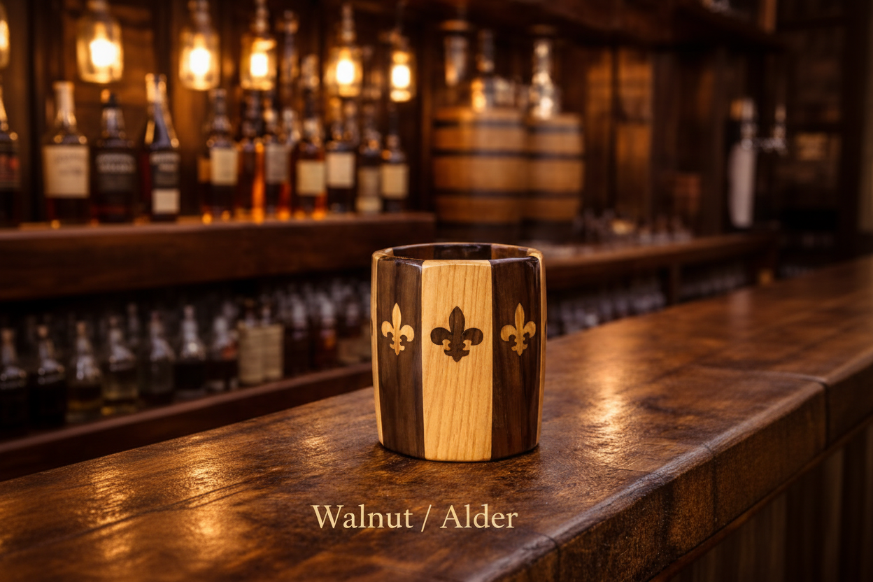 Wood Inlaid Bourbon Glass